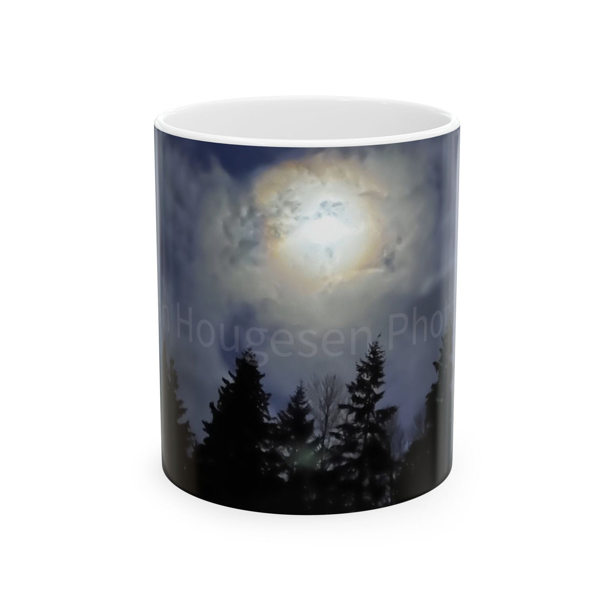 Moonlit Forest Ceramic Mug — Atmospheric Night Sky Coffee Cup (11oz, 15oz)