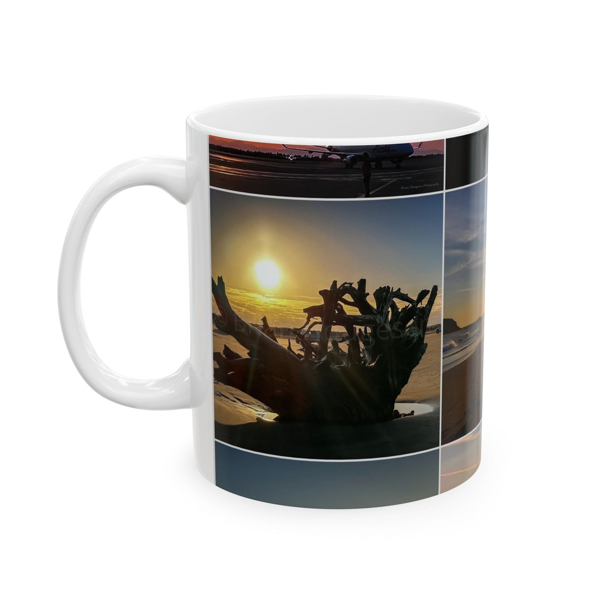 Scenic Sunset & Beach Photo Collage Ceramic Mug (11oz/15oz)