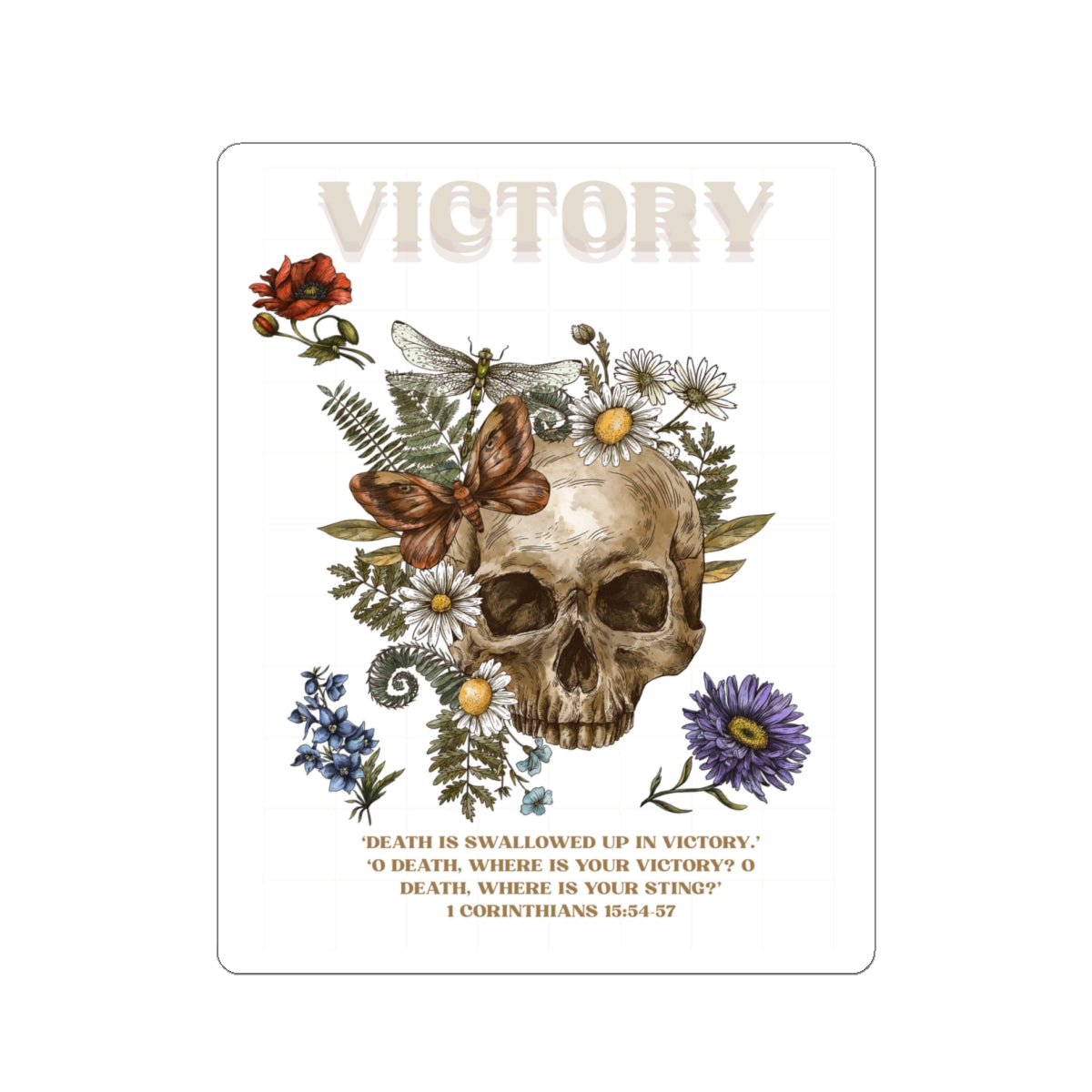 Victory Skull Sticker - 1 Cor. 15: 54-55