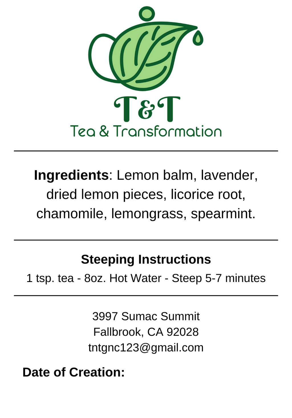 Solicitea Herbal Tea Back Label on white background with logo & description