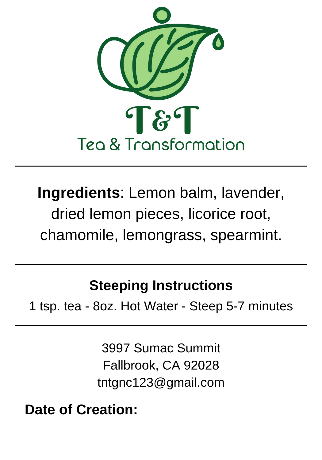Solicitea Herbal Tea Back Label on white background with logo & description
