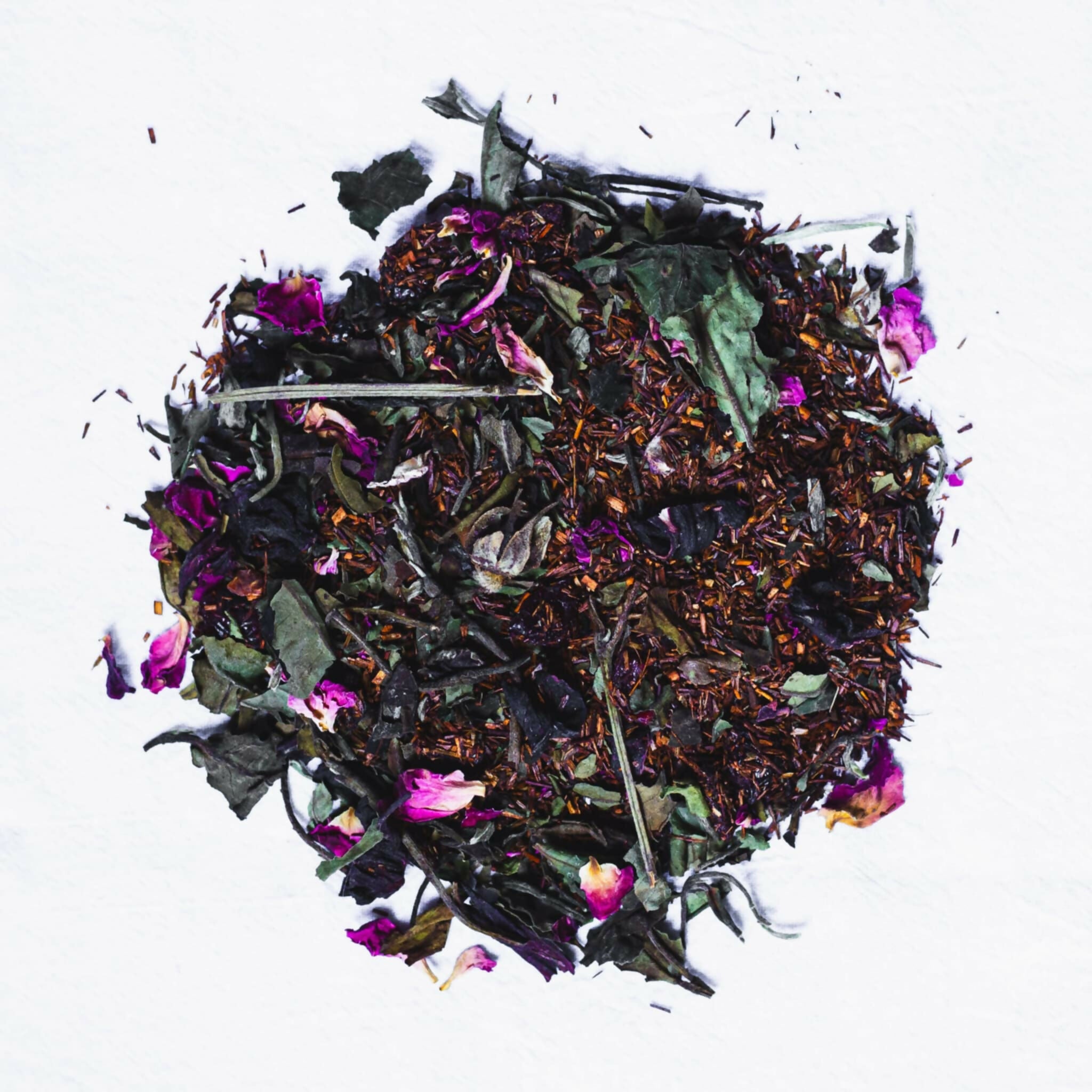 ParTea Roobios Tea leaves on white background