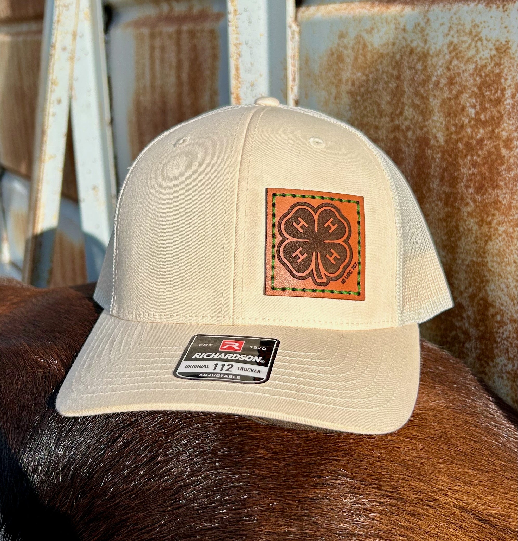 4-H Leather Engraved Hat - Cream