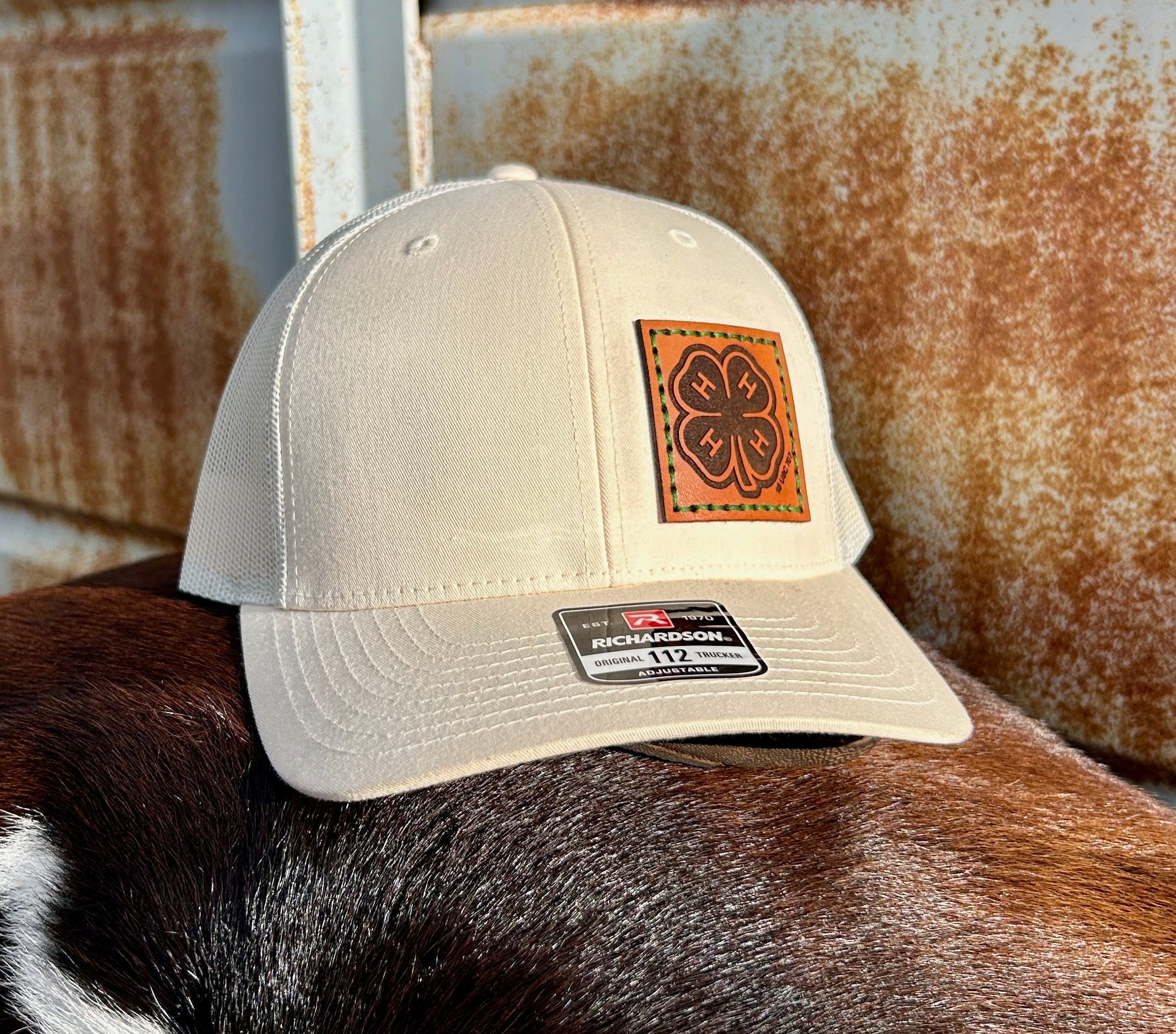 4-H Leather Engraved Hat - Cream