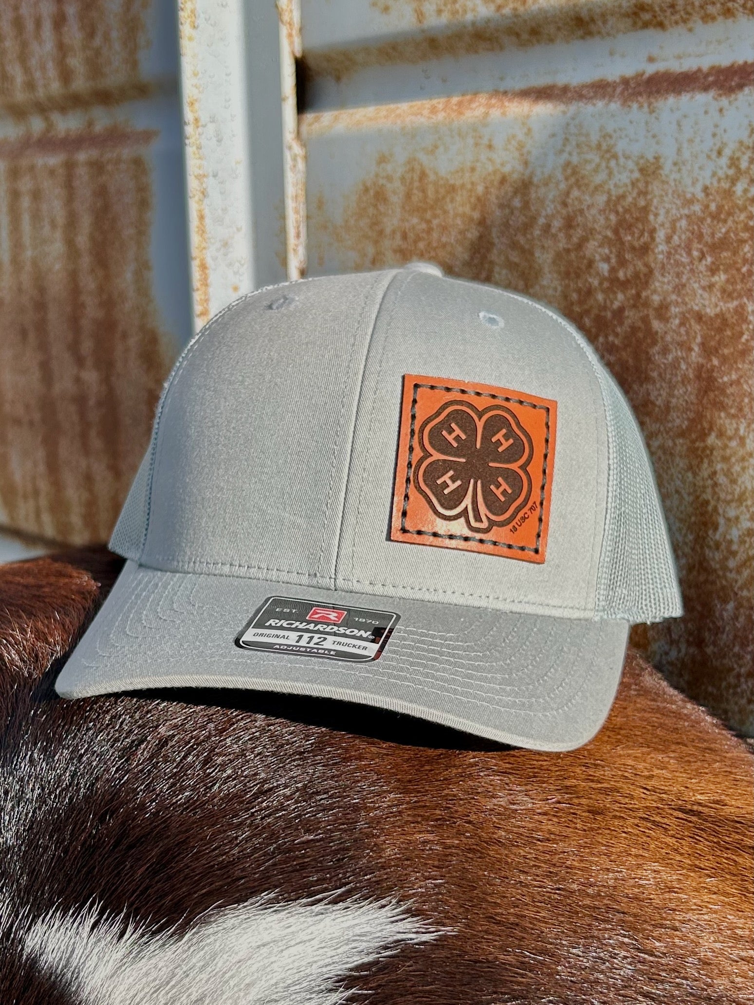 4-H Leather Engraved Hat - Smoke Blue