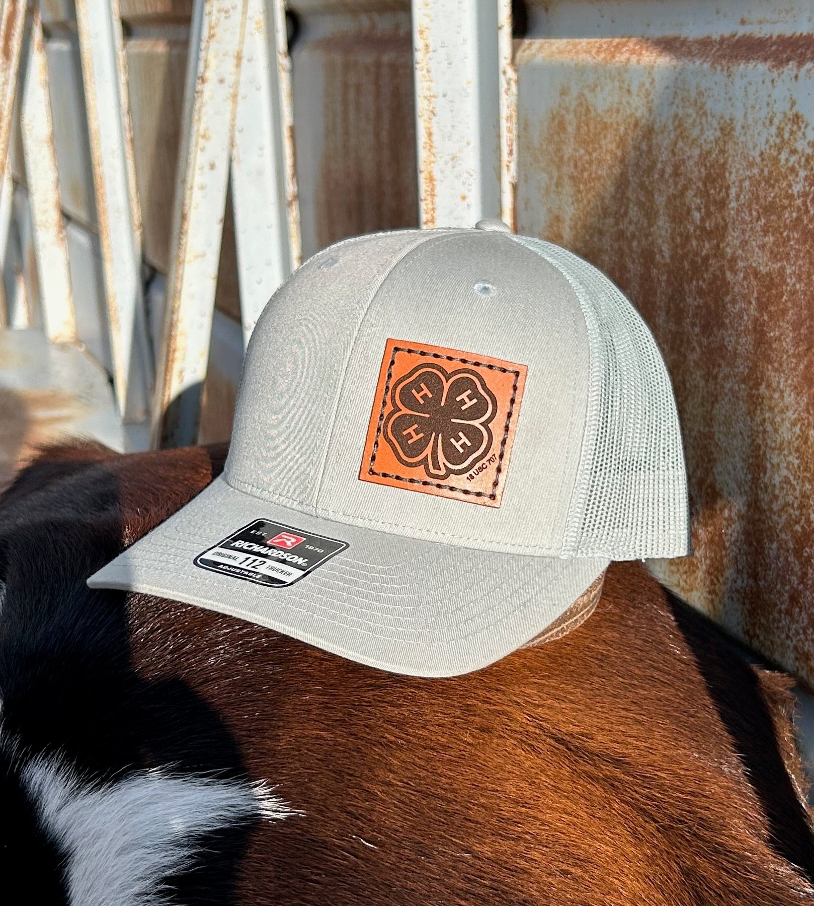 4-H Leather Engraved Hat - Smoke Blue