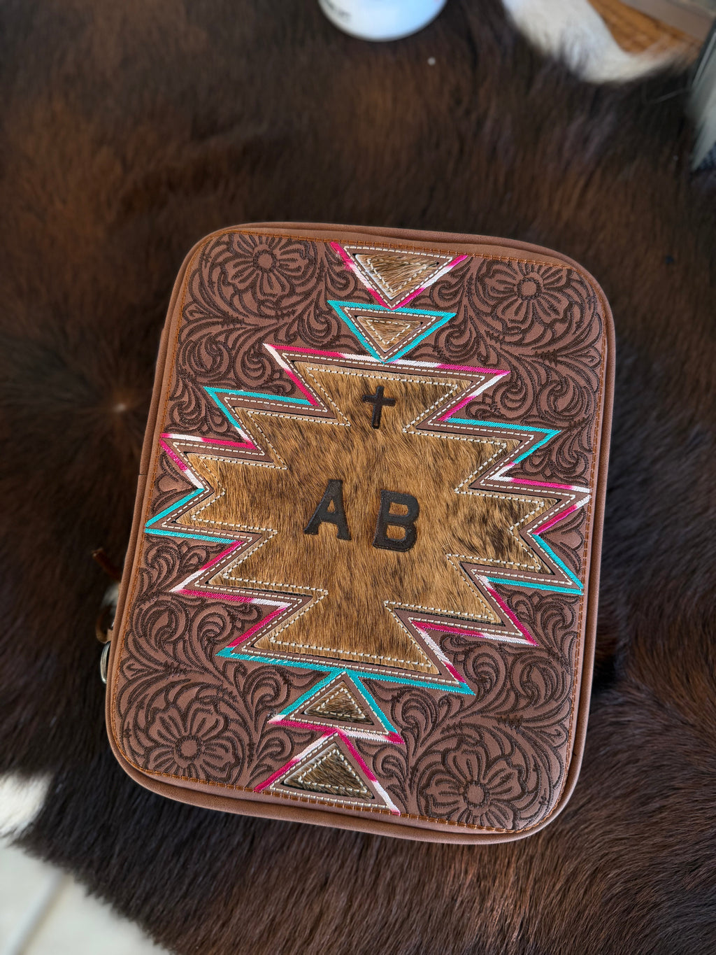 Branded Bible Case - Brown Aztec