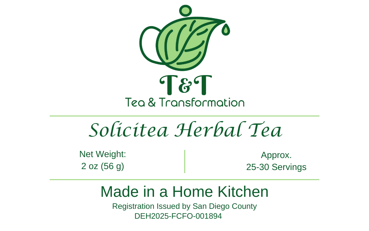 Solicitea Herbal Tea front label with logo & information