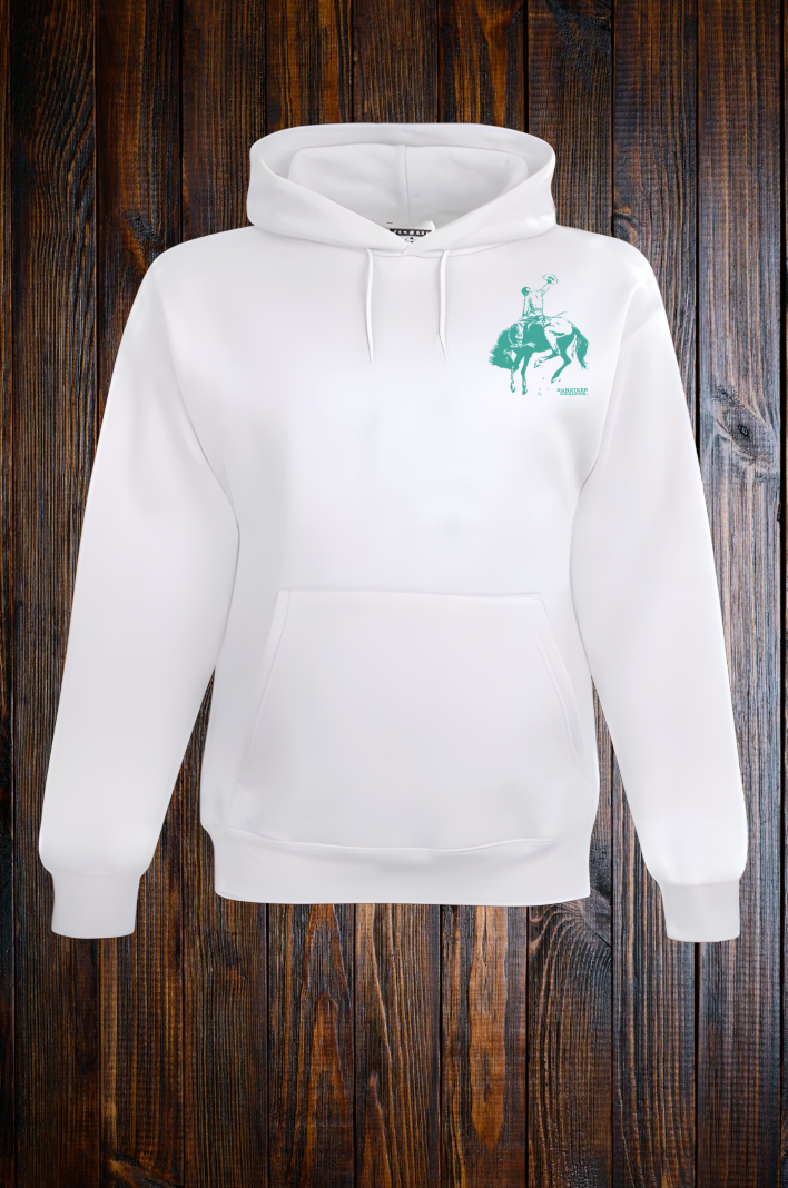 Aces Bronc Hoodie - White/Turquoise