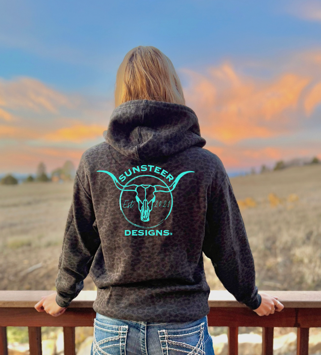 SSD Brand Black Leopard Hoodie -Teal