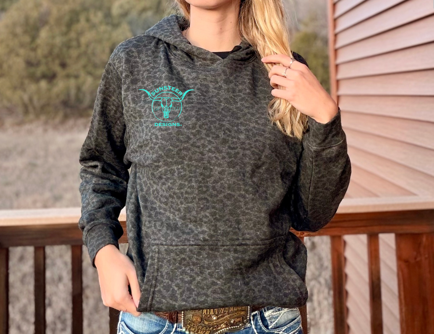 SSD Brand Black Leopard Hoodie -Teal