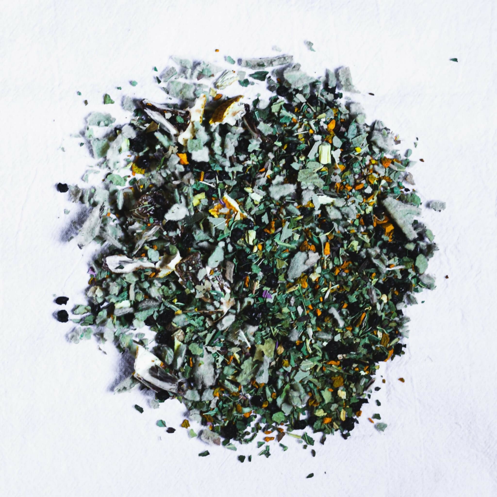 ImmuniTea Herbal Tea Leaves on a White Background