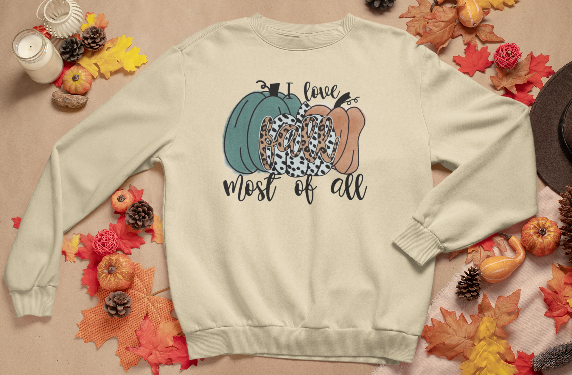 Fall Most of All Crewneck - Sandstone