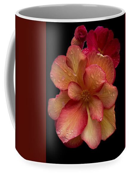 Dew-Kissed Blossoms on Black Background - Mug