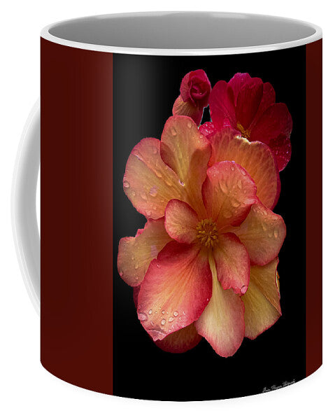 Dew-Kissed Blossoms on Black Background - Mug