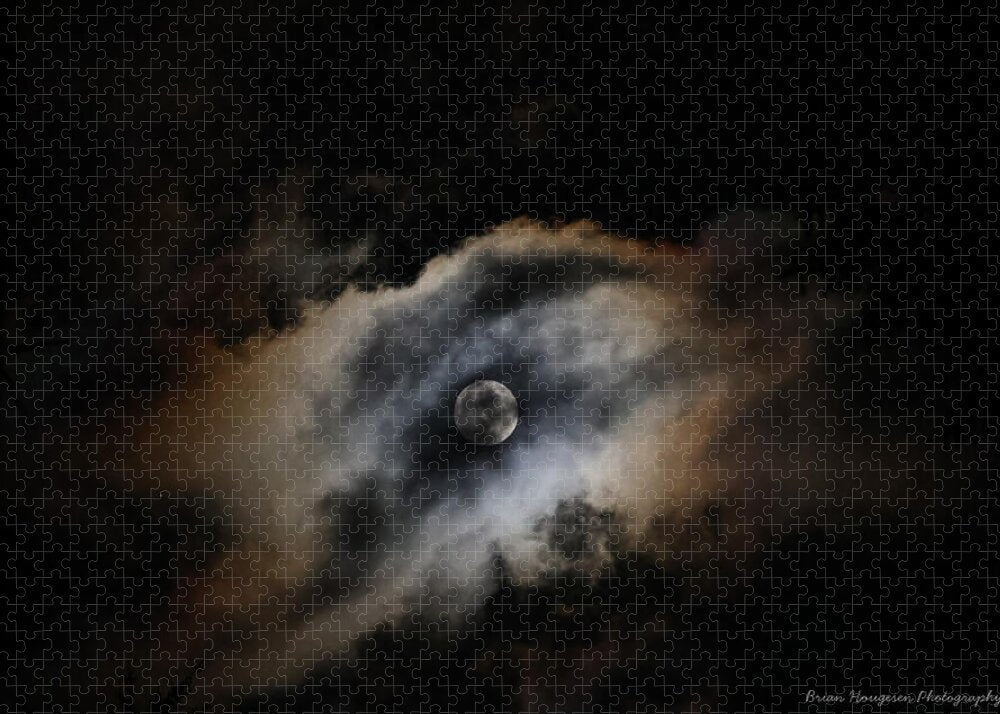 Moon in the clouds Puzzle photography artwork by Brian Hougesen