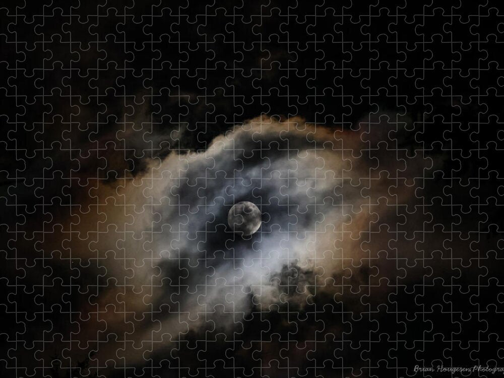 Moon in the clouds Puzzle photography artwork by Brian Hougesen