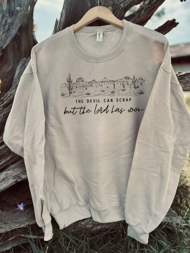 sandstone sweatshirt with a design on a wooden background